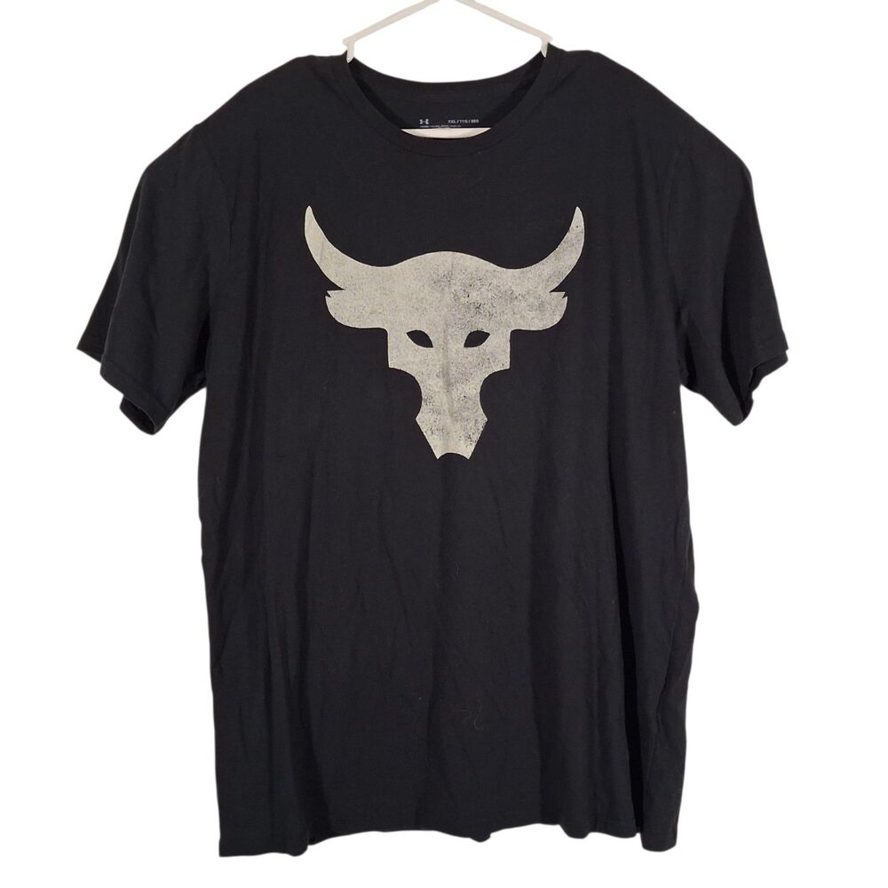 Project Rock Under Armour tshirt mens 2XL XXL gray brama bull graphic tee gym